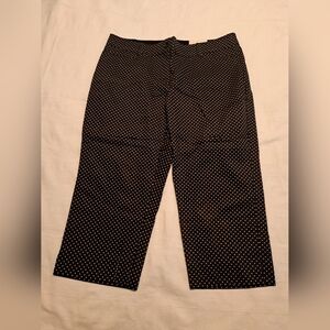 Studio Works women's size 14 black with white polka dot cropped pants, NWT